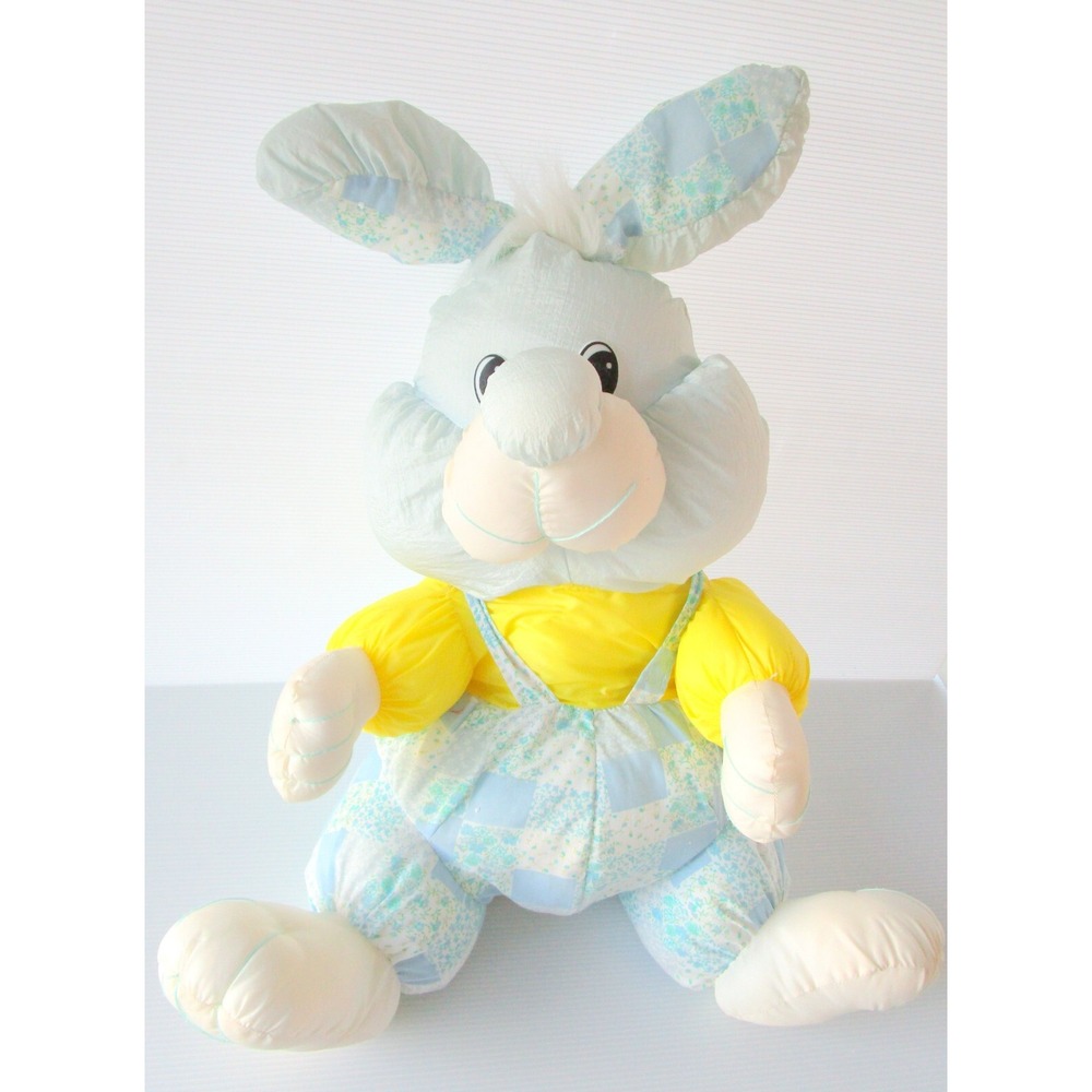 Vintage Kids of America Corp Nylon Bunny Rabbit 30" Large Blue Overalls Easter